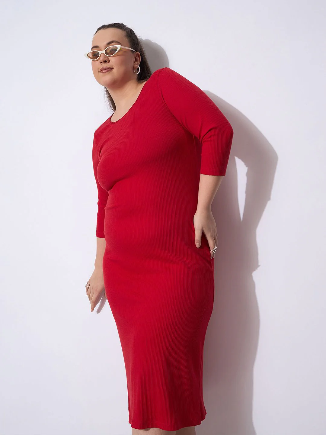 SASSAFRAS Curve Women Sheath Plus Size Midi Dress - Image 7