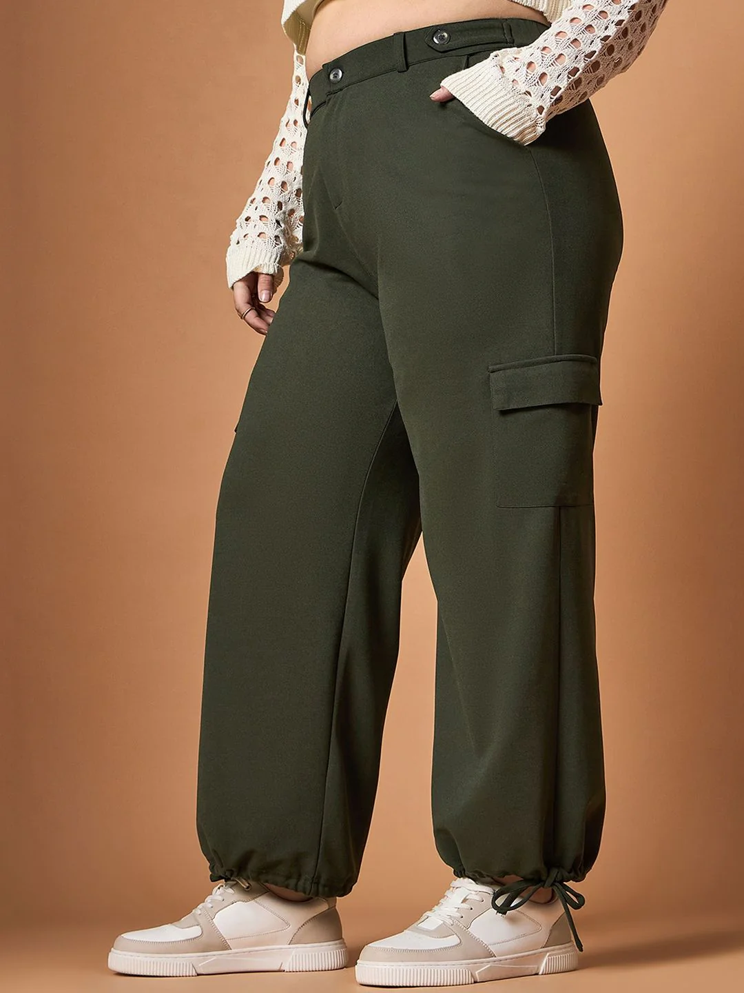 SASSAFRAS Curve Women Straight Fit High-Rise Cargos Trousers - Image 2