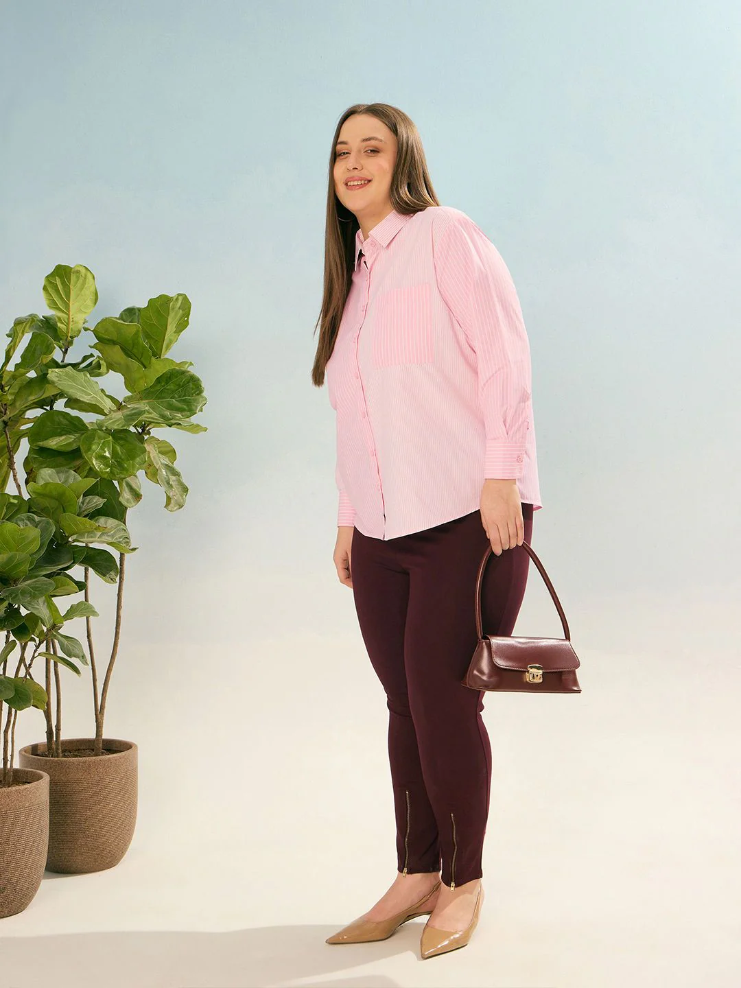 SASSAFRAS Curve Women Striped Spread Collar Shirt - Image 4