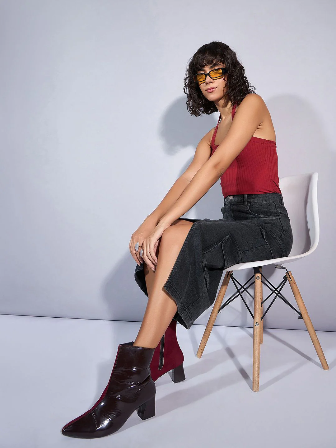 SASSAFRAS Denim Straight Midi Cargo Styles Skirts - Image 6