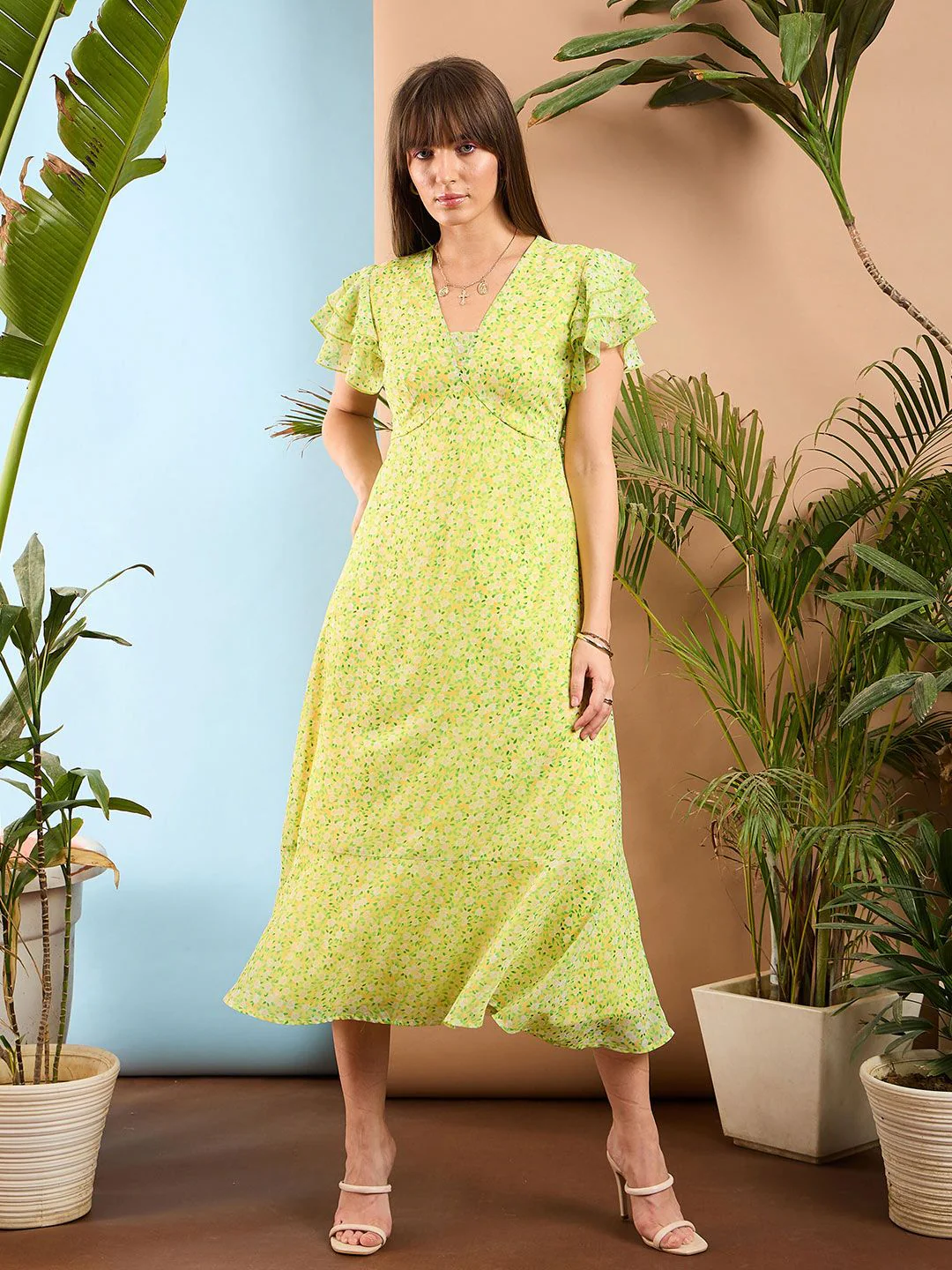 SASSAFRAS Floral A Line Midi Dress - Image 4