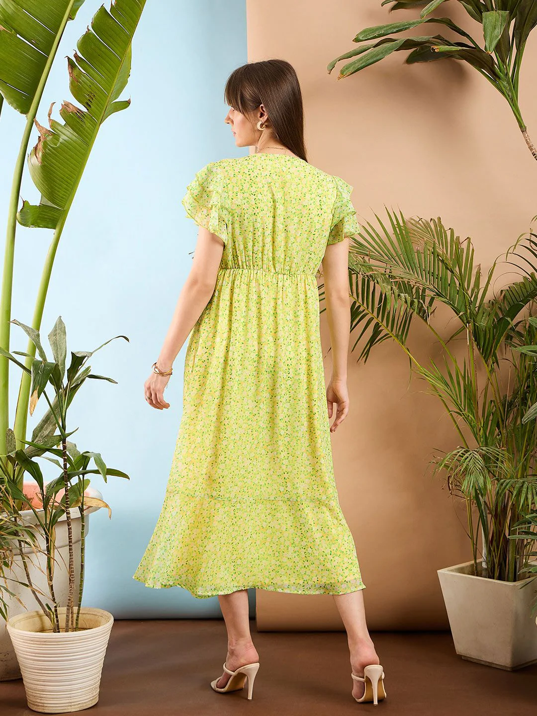 SASSAFRAS Floral A Line Midi Dress - Image 5