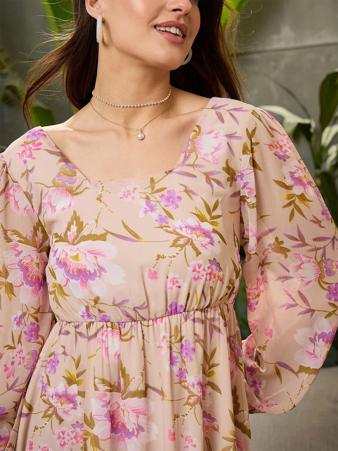 SASSAFRAS Floral Print Georgette Fit & Flare Dress - Image 2