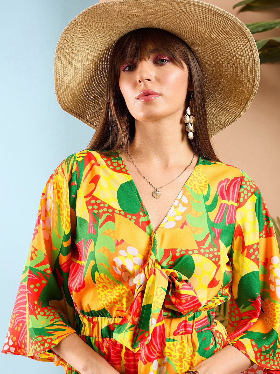 SASSAFRAS Floral Printed V-Neck Playsuit - Image 3