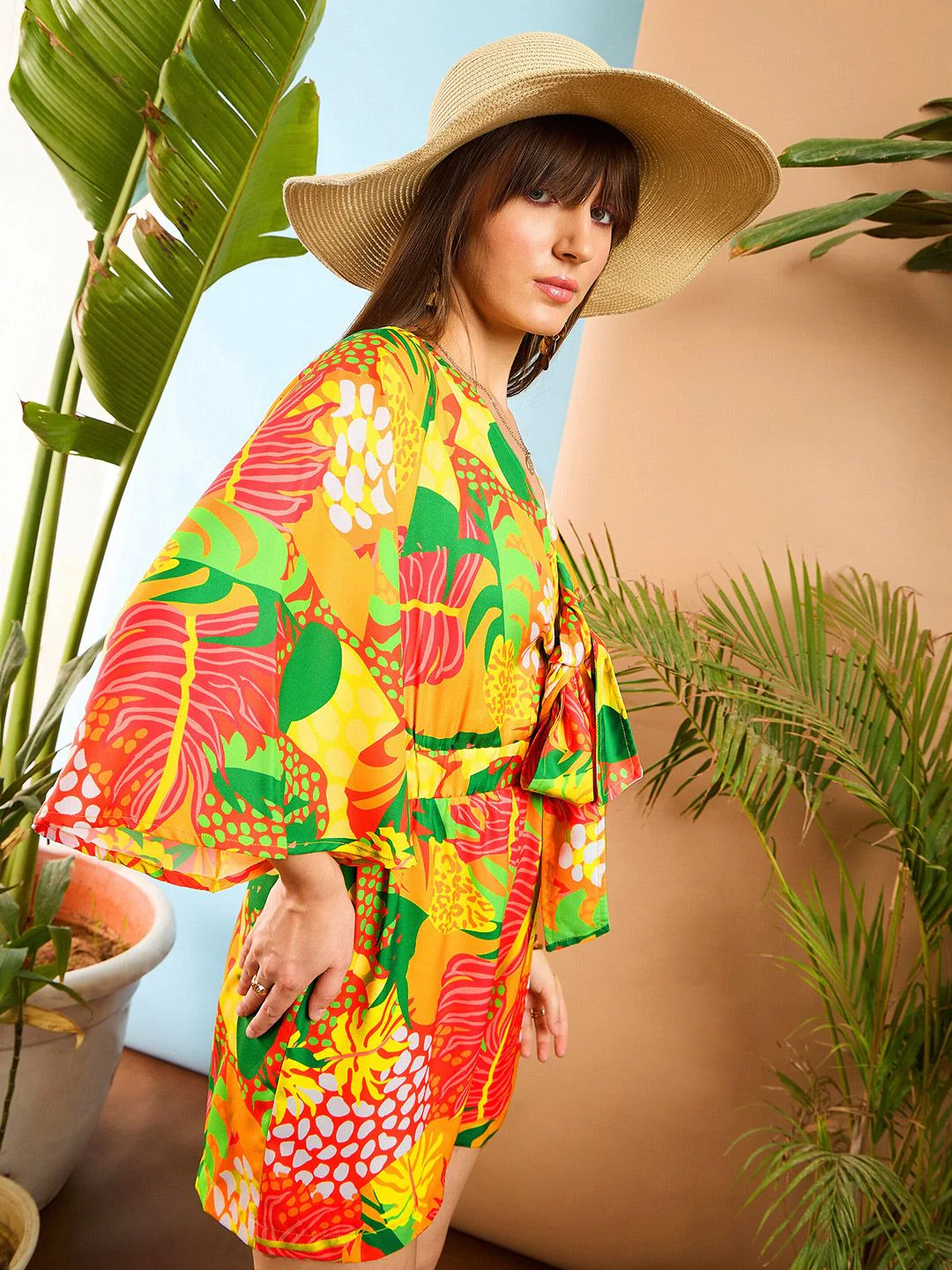 SASSAFRAS Floral Printed V-Neck Playsuit - Image 4
