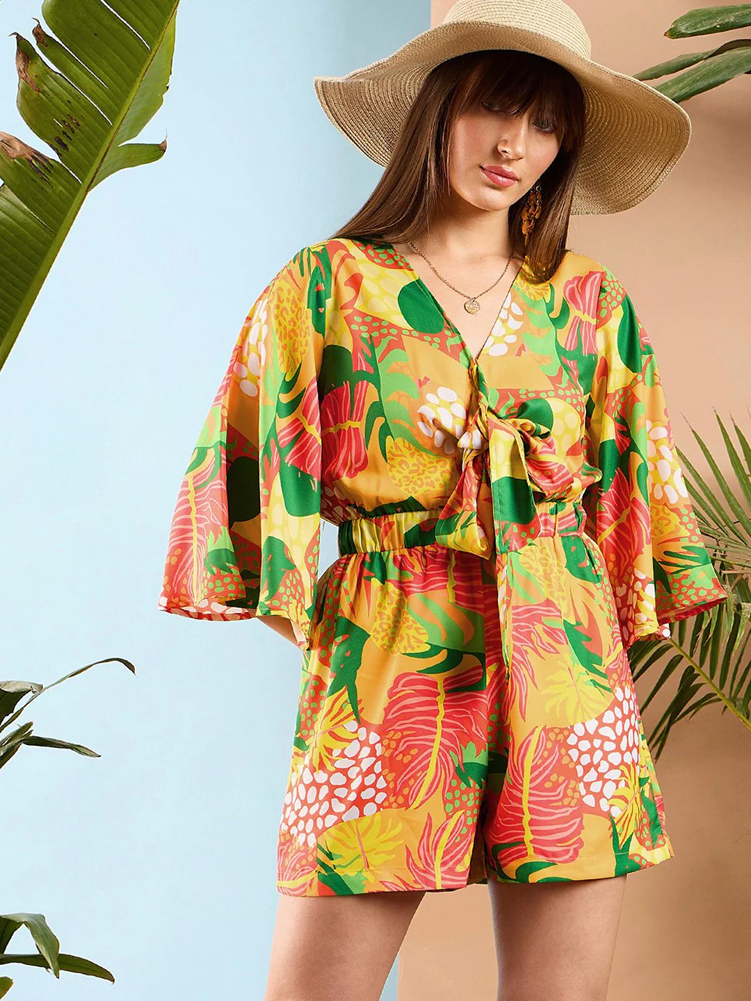 SASSAFRAS Floral Printed V-Neck Playsuit - Image 8