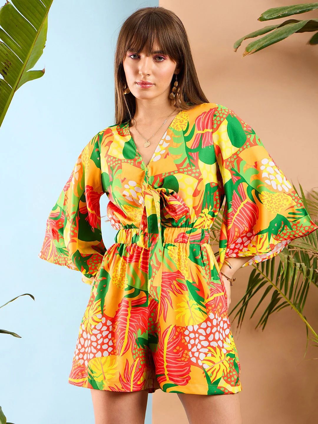 SASSAFRAS Floral Printed V-Neck Playsuit - Image 9