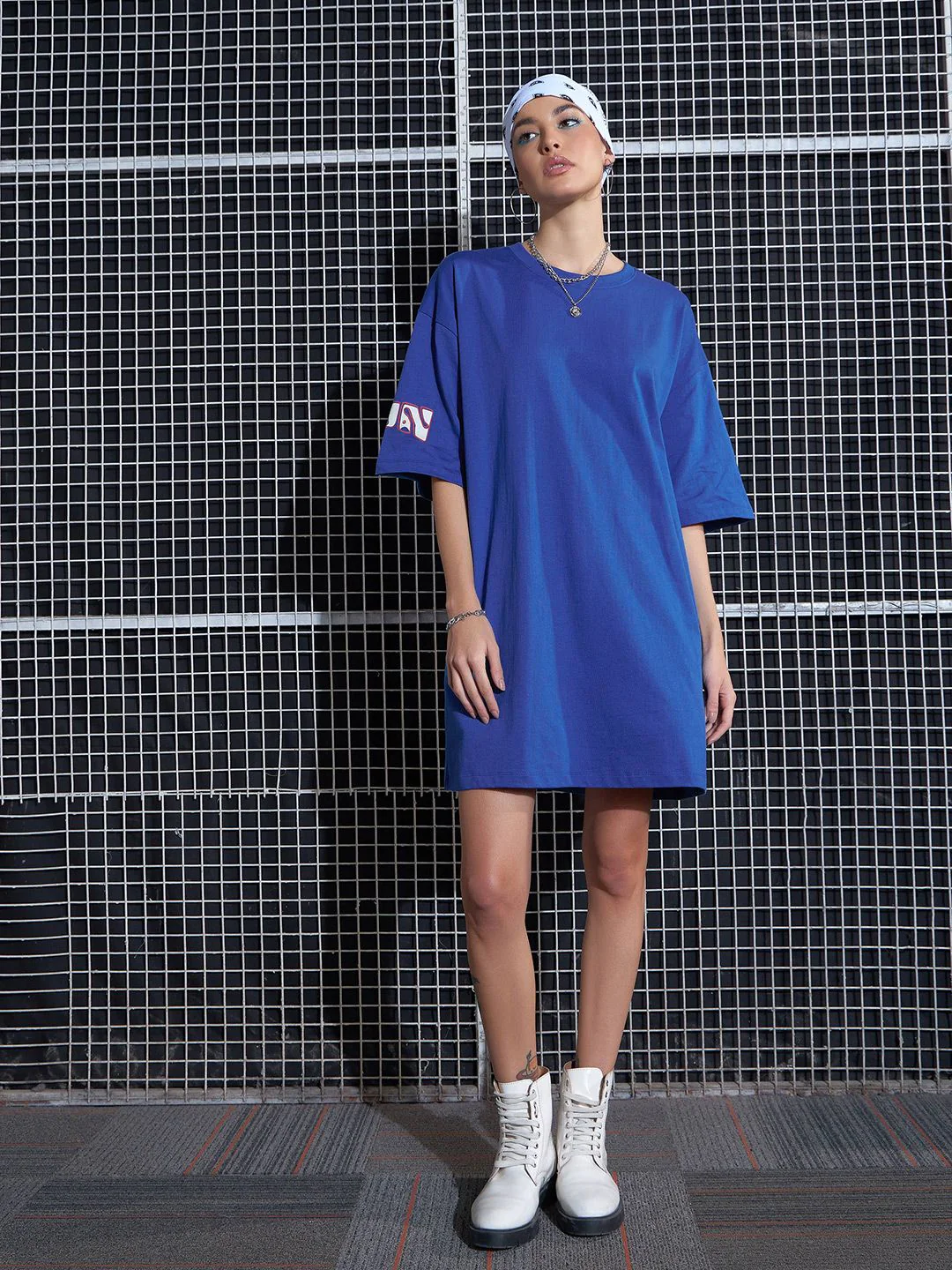 SASSAFRAS Graphic Printed Oversized Pure Cotton T-Shirt Dress - Image 3