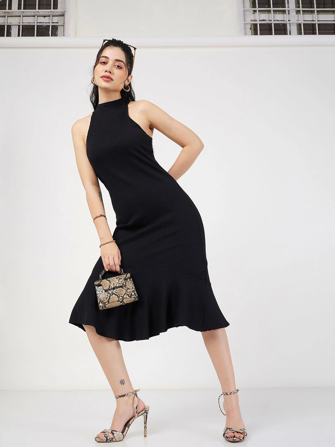 SASSAFRAS Halter Neck Sheath Dress - Image 4