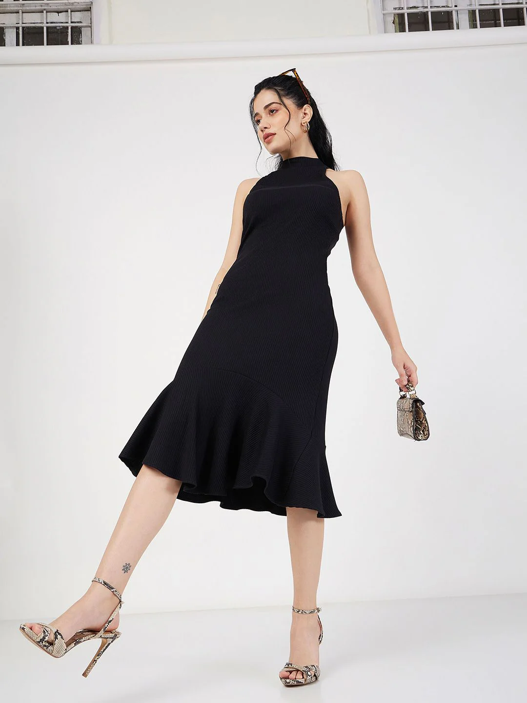 SASSAFRAS Halter Neck Sheath Dress - Image 6