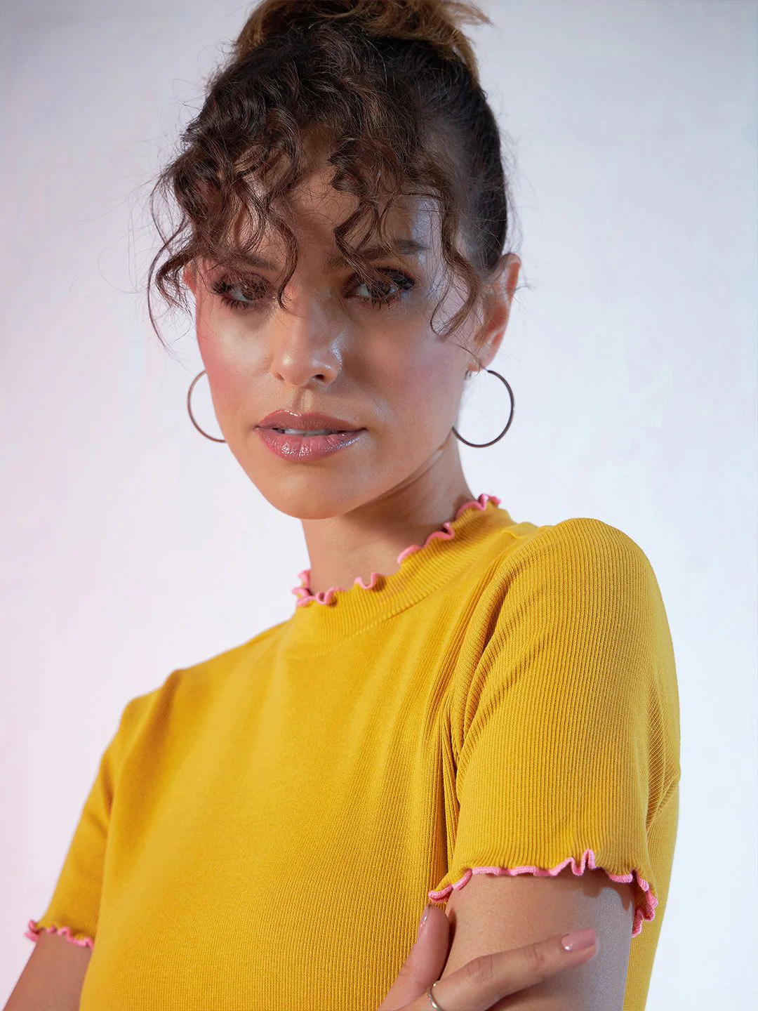 SASSAFRAS Mustard Yellow High-Neck Top - Image 2