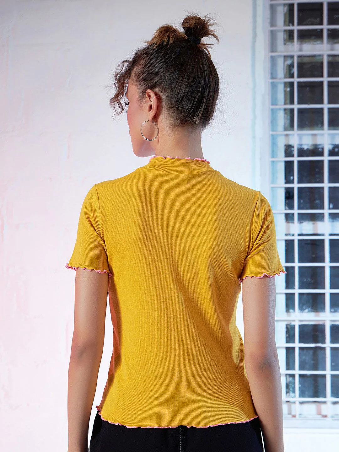SASSAFRAS Mustard Yellow High-Neck Top - Image 5