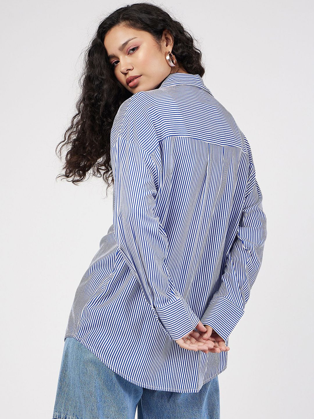 SASSAFRAS Oversized Striped Spread Collar Casual Shirt - Image 5