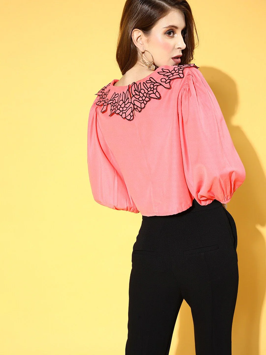 SASSAFRAS Pretty Pink Solid Zoom Friendly Collar Top - Image 4