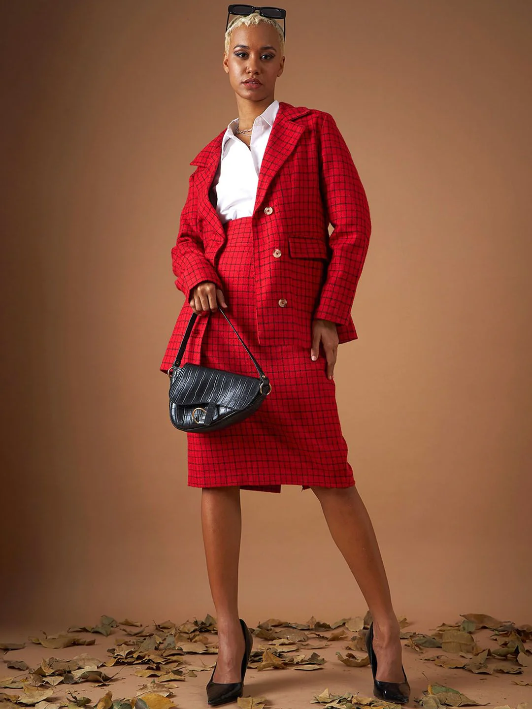 SASSAFRAS Red Checked Single-Breasted Blazer - Image 6