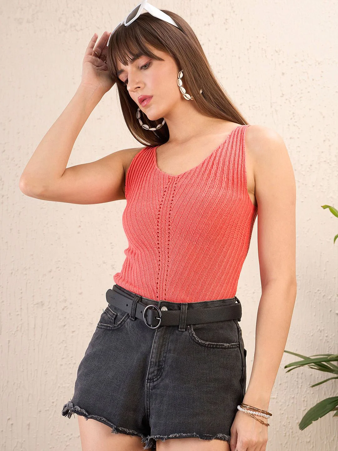 SASSAFRAS Self Design Scoop Neck Sleeveless Crochet Top - Image 6