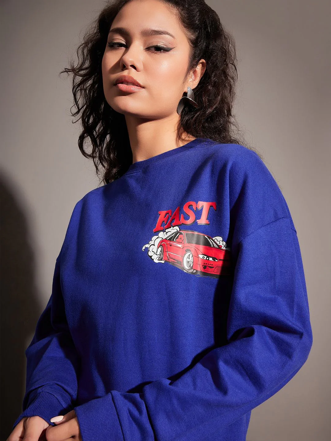 SASSAFRAS Typography Printed Long Sleeves Oversized Fleece Sweatshirt - Image 2