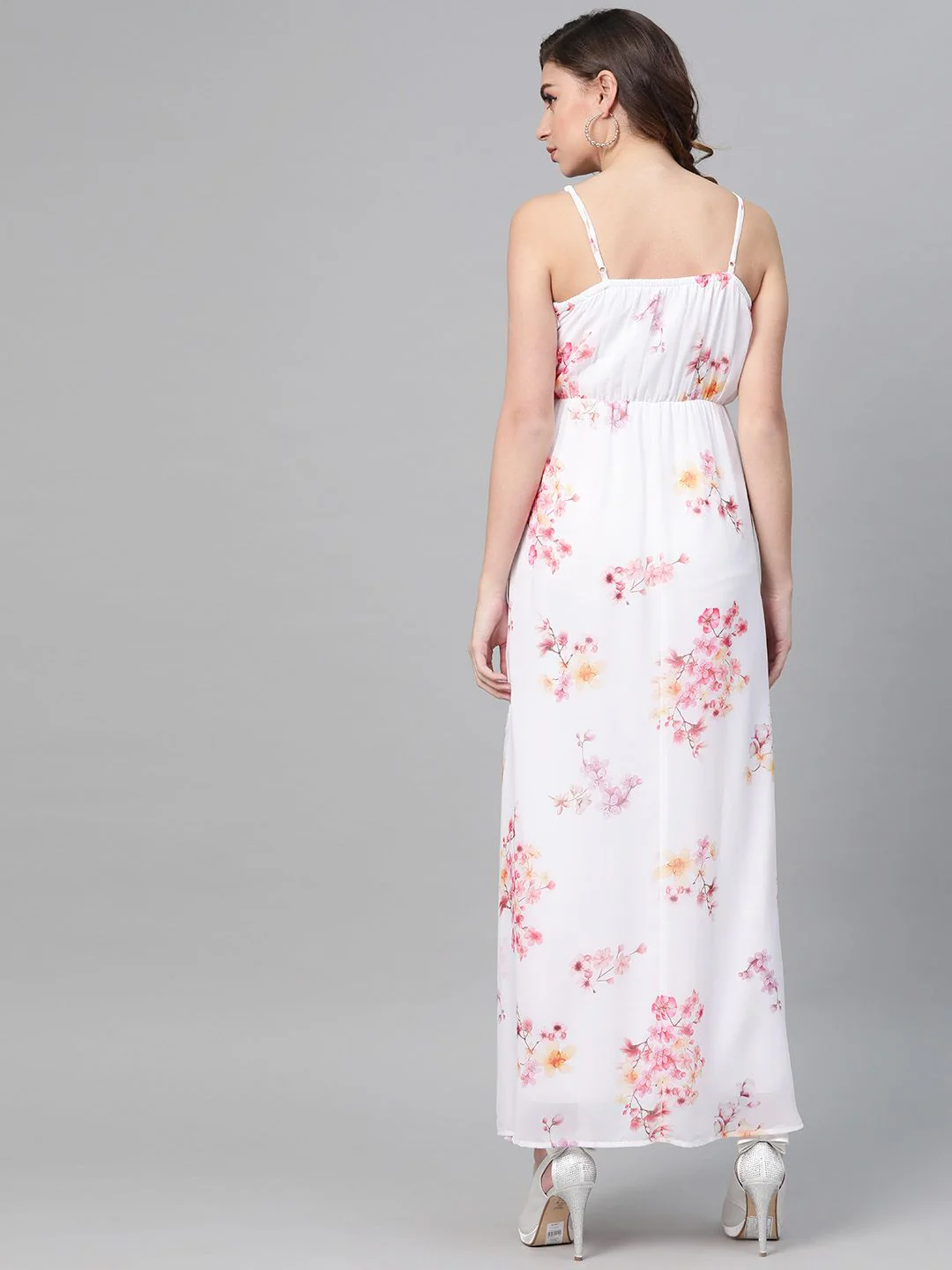 SASSAFRAS White Floral Printed Maxi Dress - Image 5