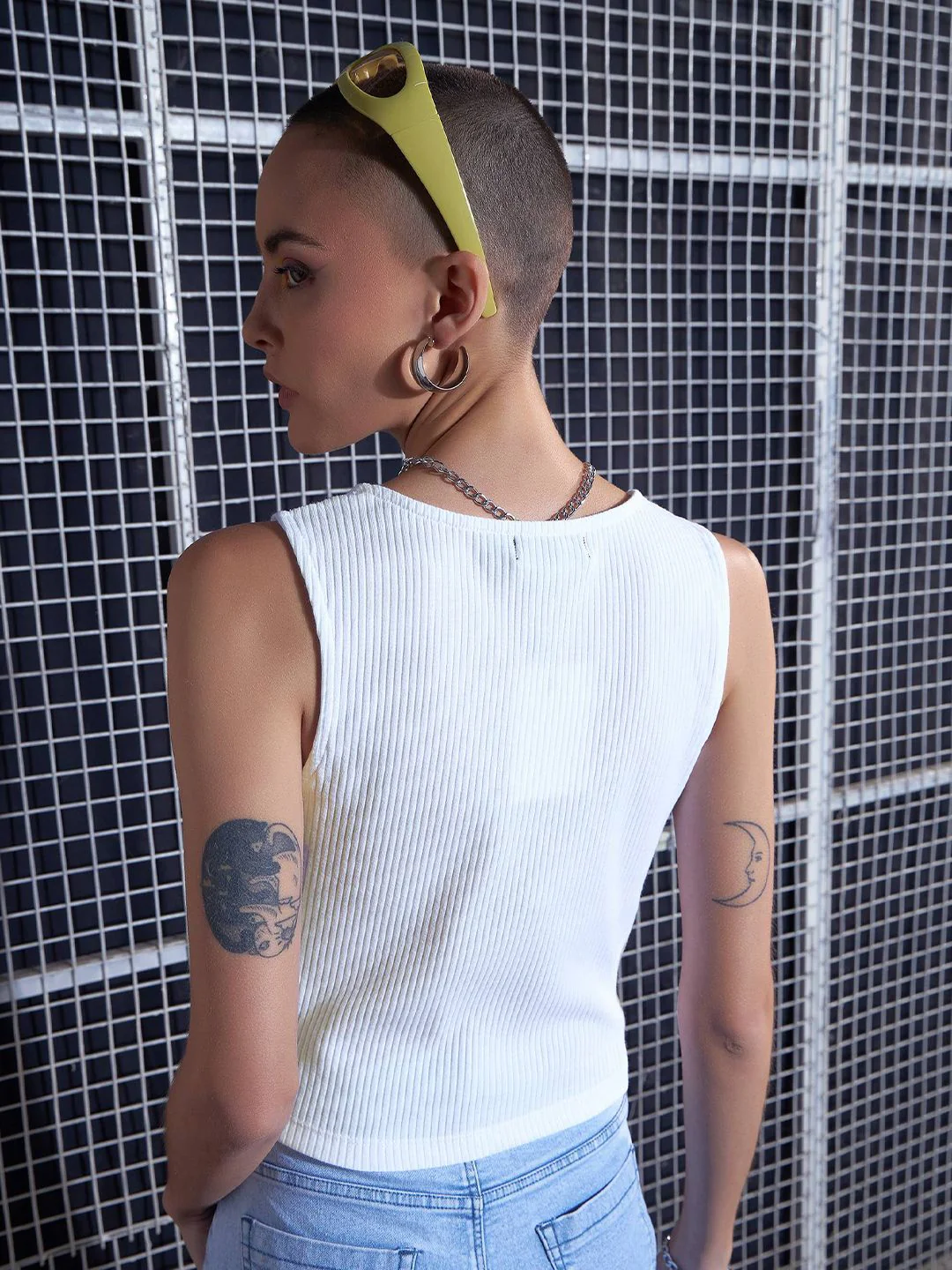SASSAFRAS White Square Neck Tank Top - Image 5