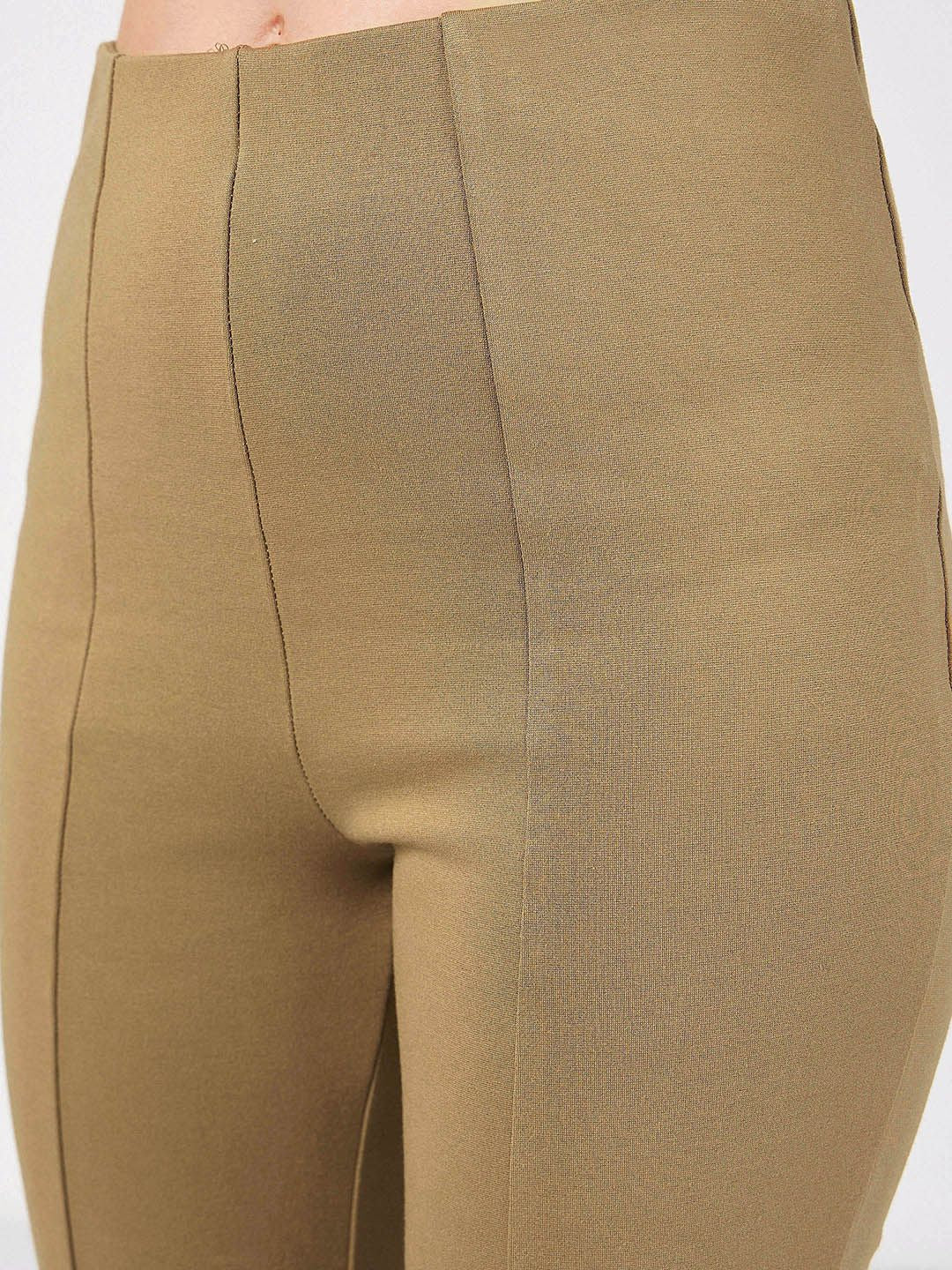 SASSAFRAS Women Beige Slim Fit Bootcut Trousers - Image 7