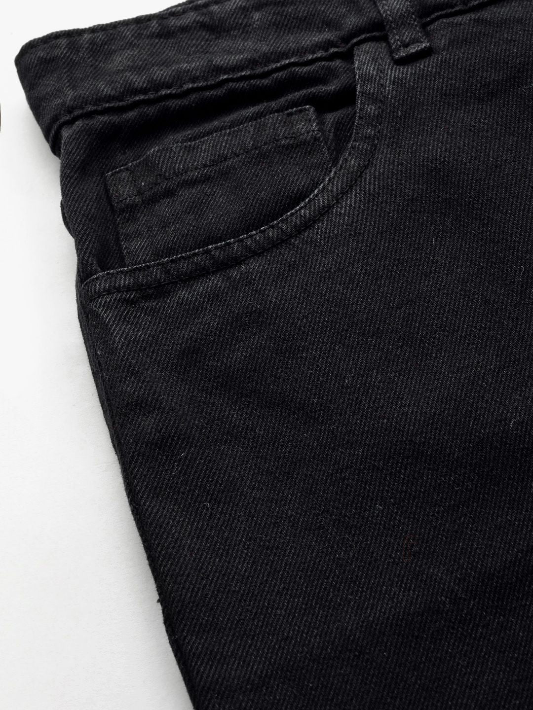 SASSAFRAS Women Black Flared High-Rise Cotton Chain Slit Jeans - Image 6
