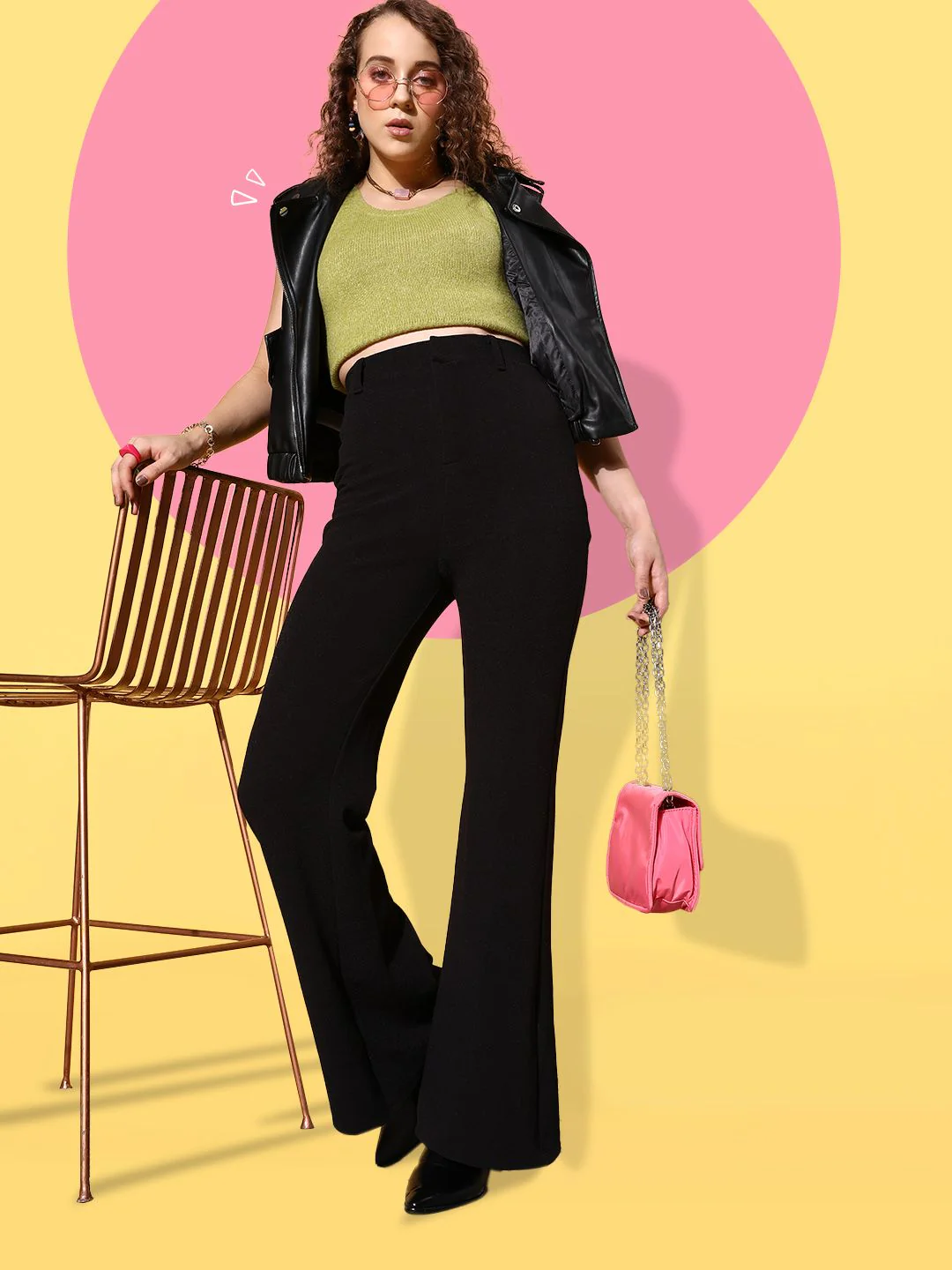 SASSAFRAS Women Black High-Rise Bootcut Trousers