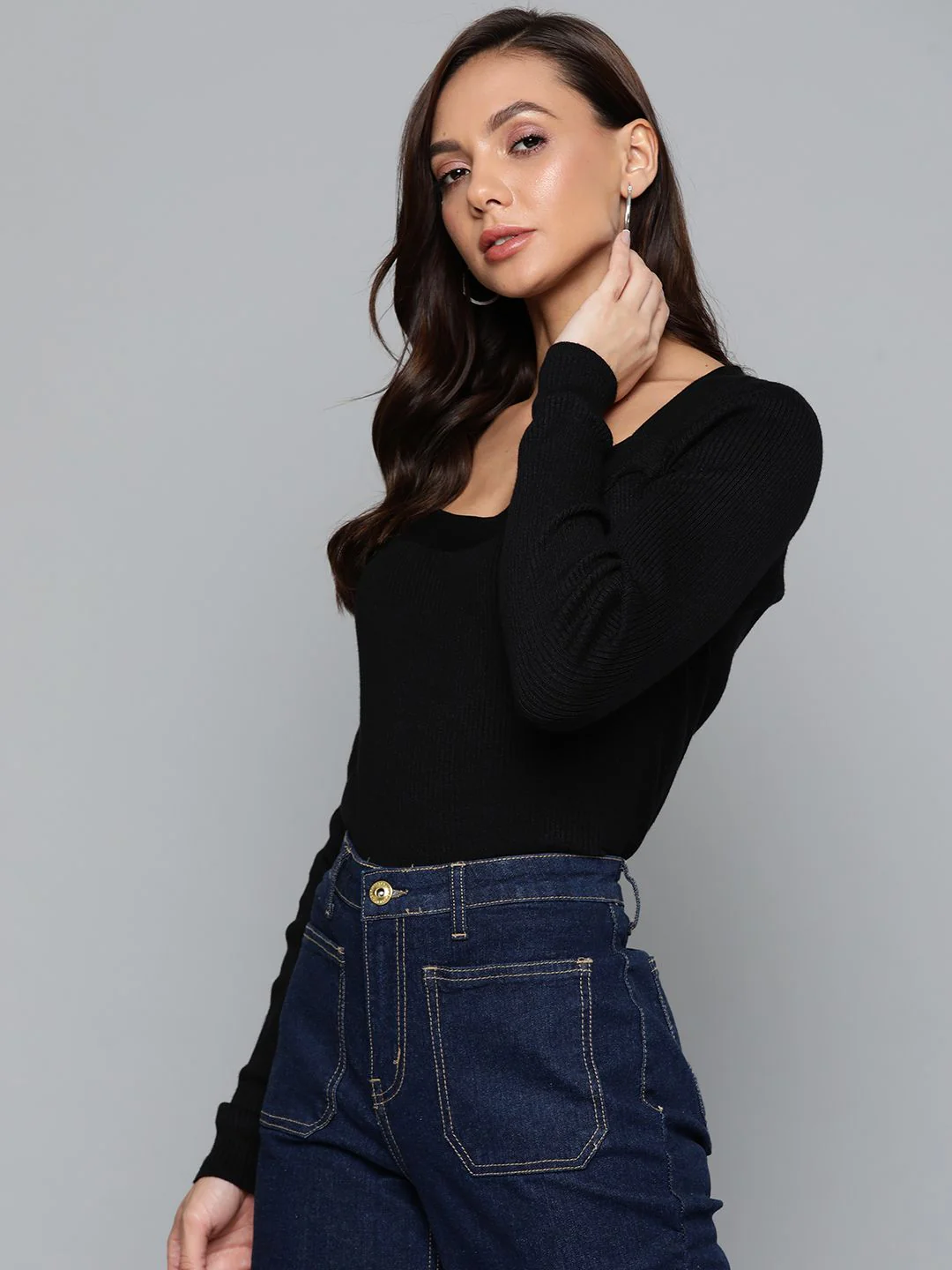 SASSAFRAS Women Black Solid Acrylic Pullover - Image 3
