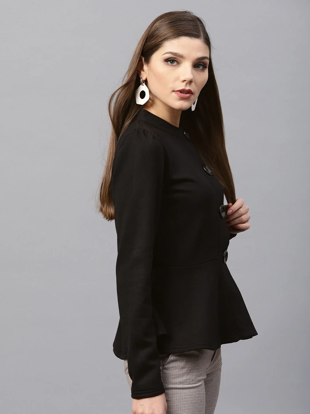 SASSAFRAS Women Black Solid Tailored Jacket - Image 3