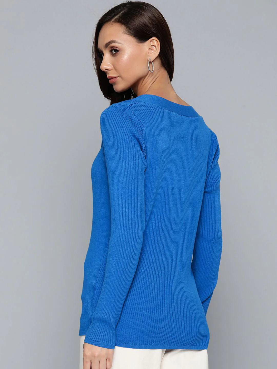 SASSAFRAS Women Blue Solid Pullover - Image 4