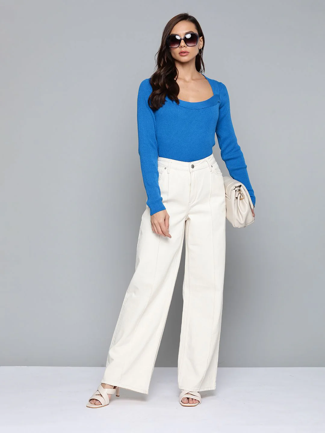 SASSAFRAS Women Blue Solid Pullover - Image 6