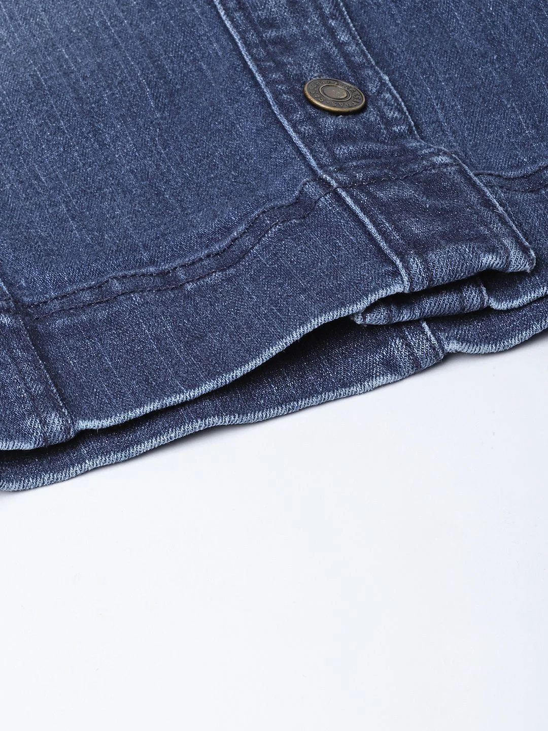 SASSAFRAS Women Blue Washed Denim A-Line Skirt - Image 6