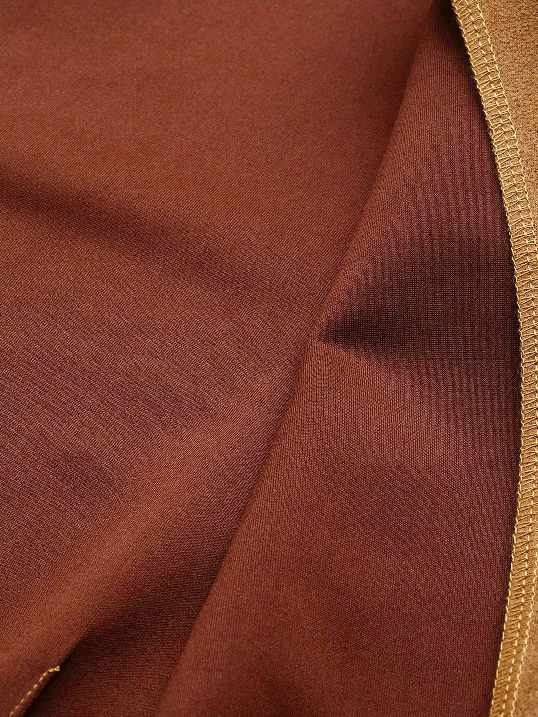 SASSAFRAS Women Brown Comfort Fit Suede Finish Double-Breasted Cropped Blazer - Image 6
