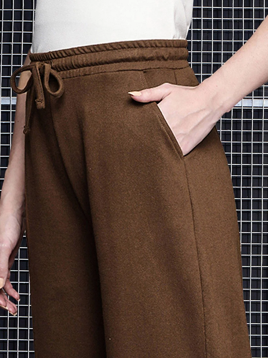 SASSAFRAS Women Brown Cotton Relaxed fit Track Pants - Image 4
