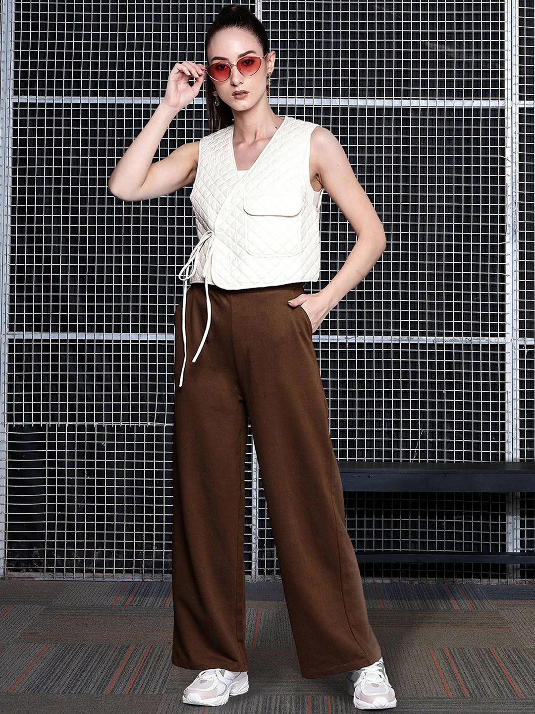 SASSAFRAS Women Brown Cotton Relaxed fit Track Pants - Image 5