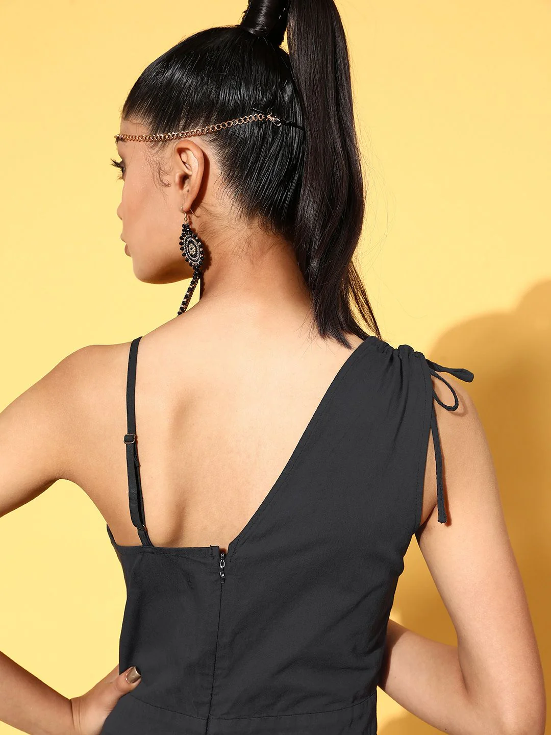 SASSAFRAS Women Classic Black Solid Joyful Jumpsuit - Image 4