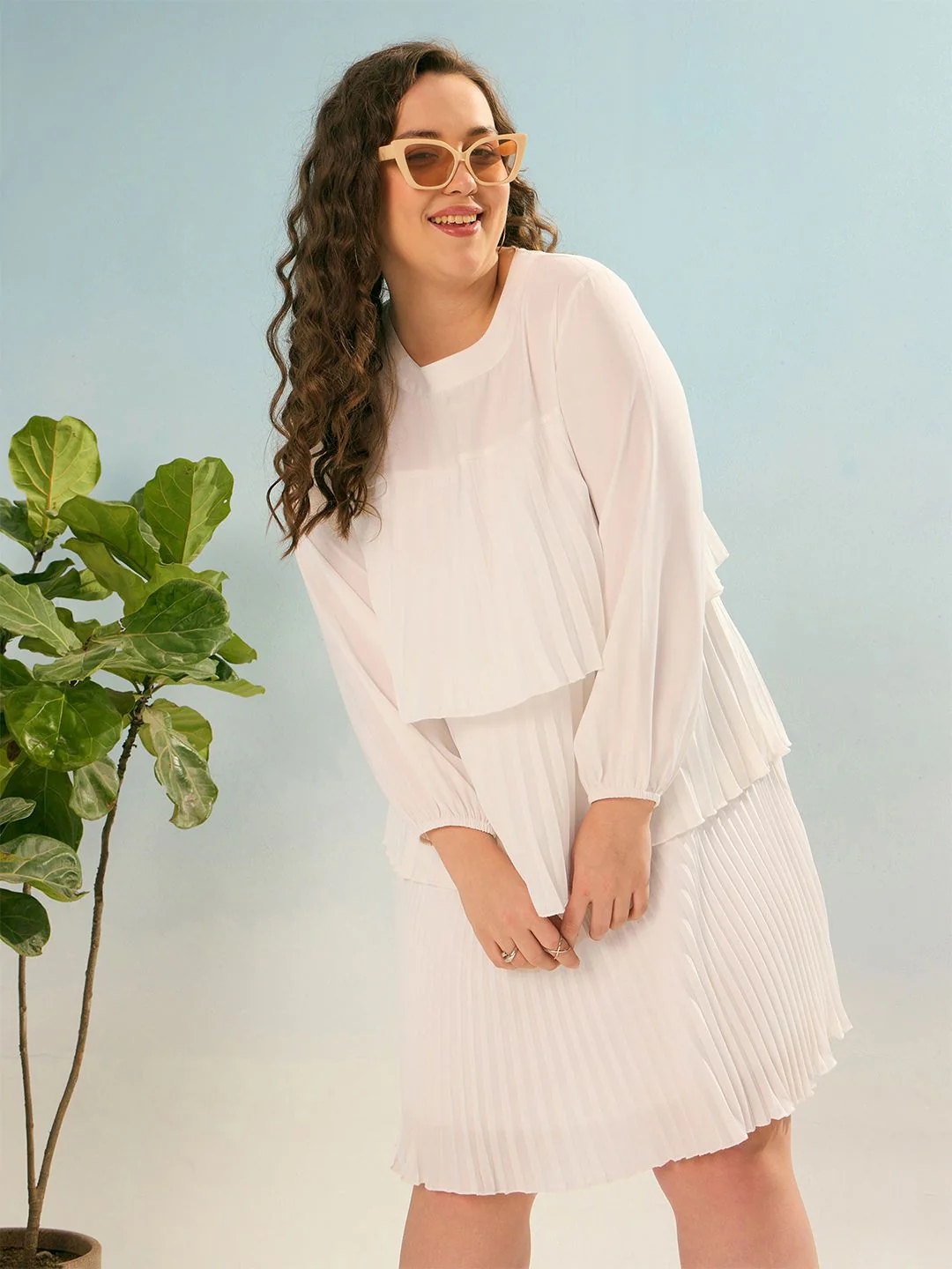 SASSAFRAS Women Georgette Round Neck Fit & Flare Dress