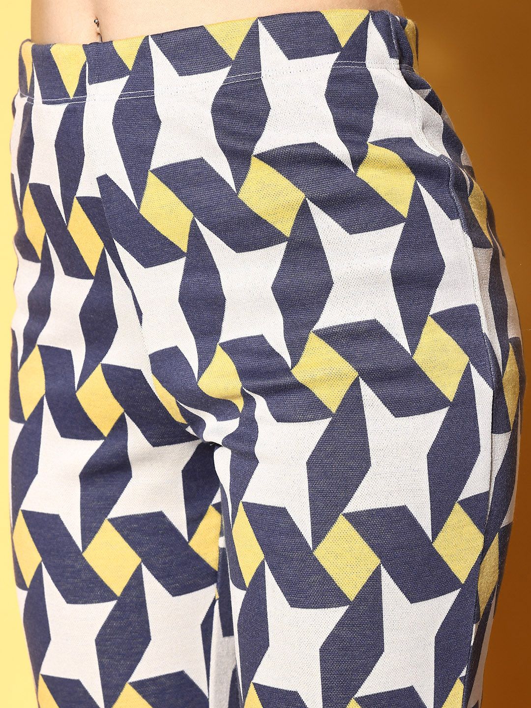 SASSAFRAS Women Navy Blue Geometric Indie Gal Trousers - Image 3