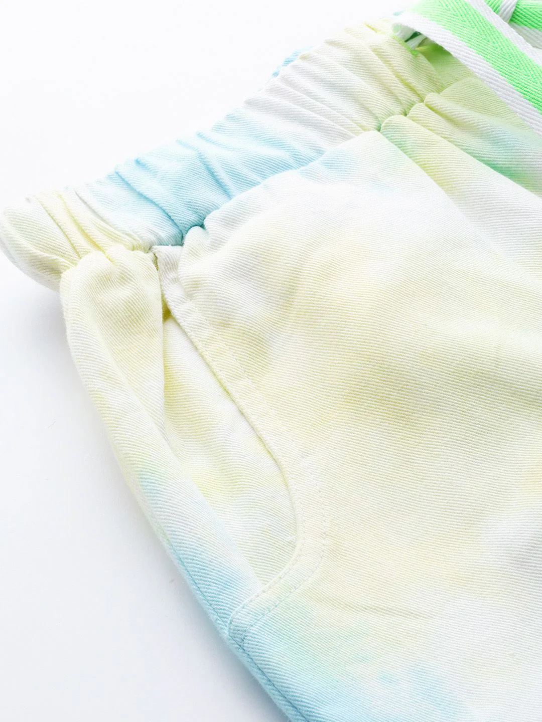 SASSAFRAS Women Off-White & Blue High-Rise Dyed Pure Cotton Joggers - Image 6
