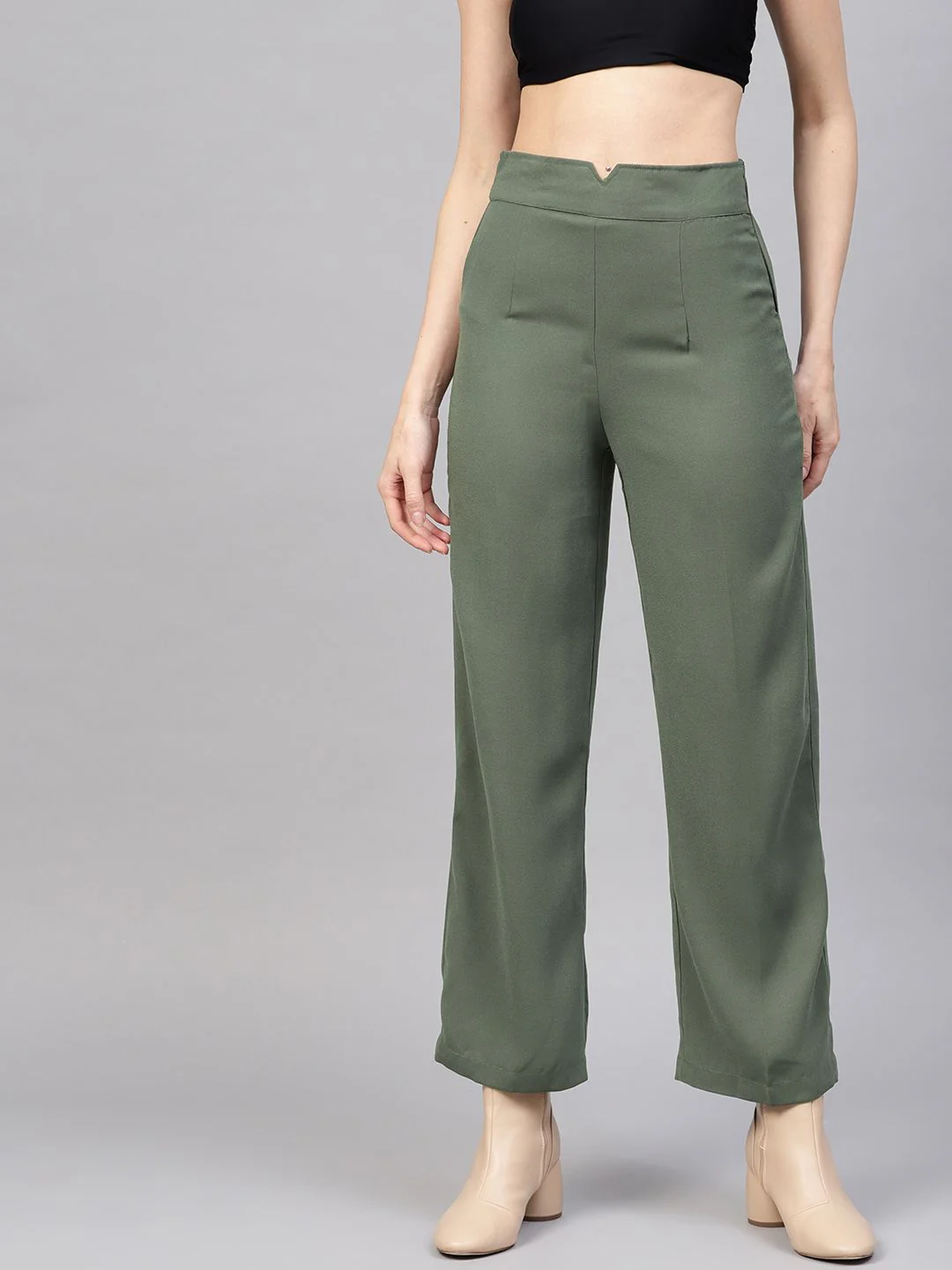 SASSAFRAS Women Olive Green Trousers