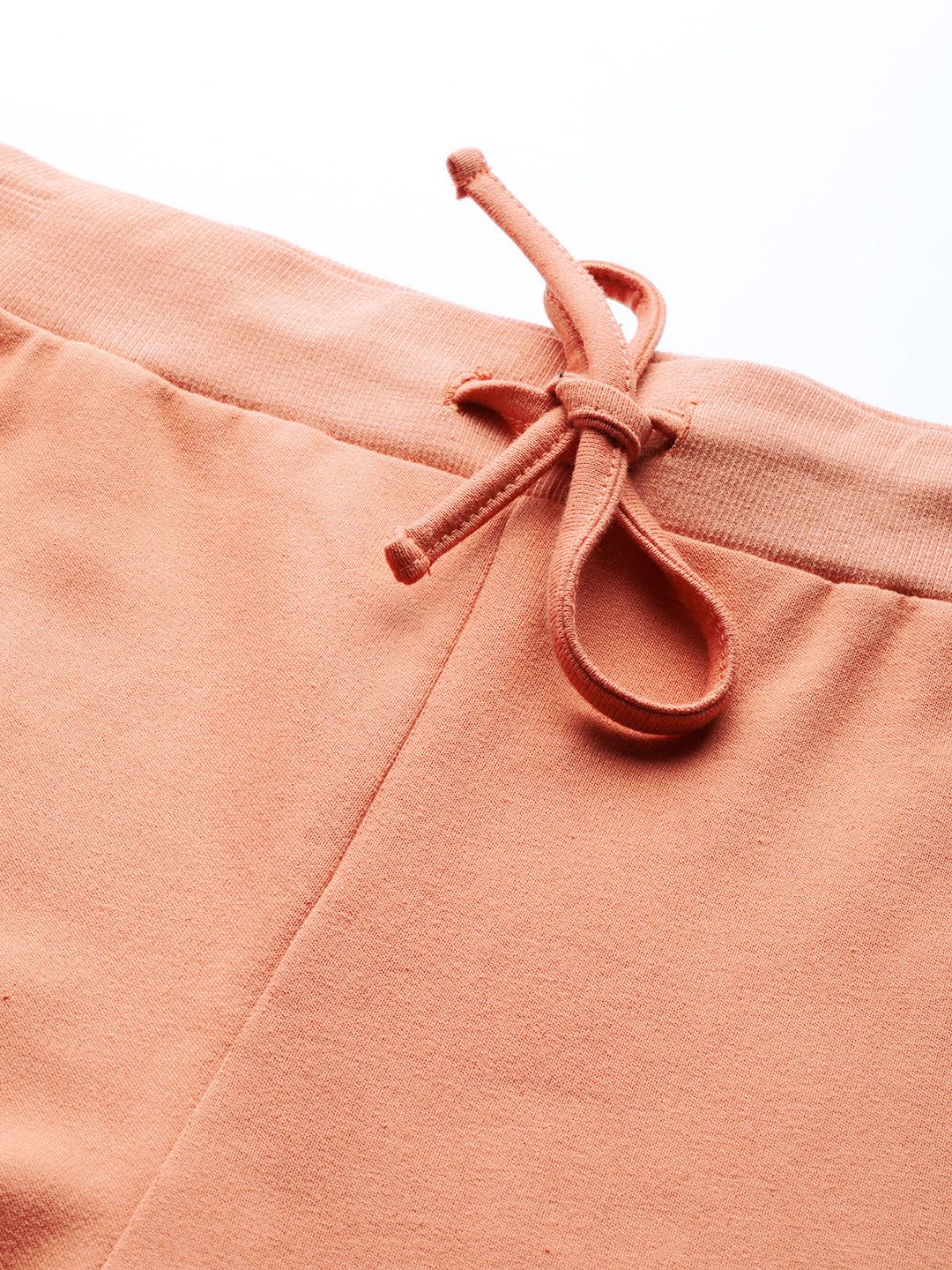 SASSAFRAS Women Peach-Coloured Solid Wide Leg Track Pants - Image 4