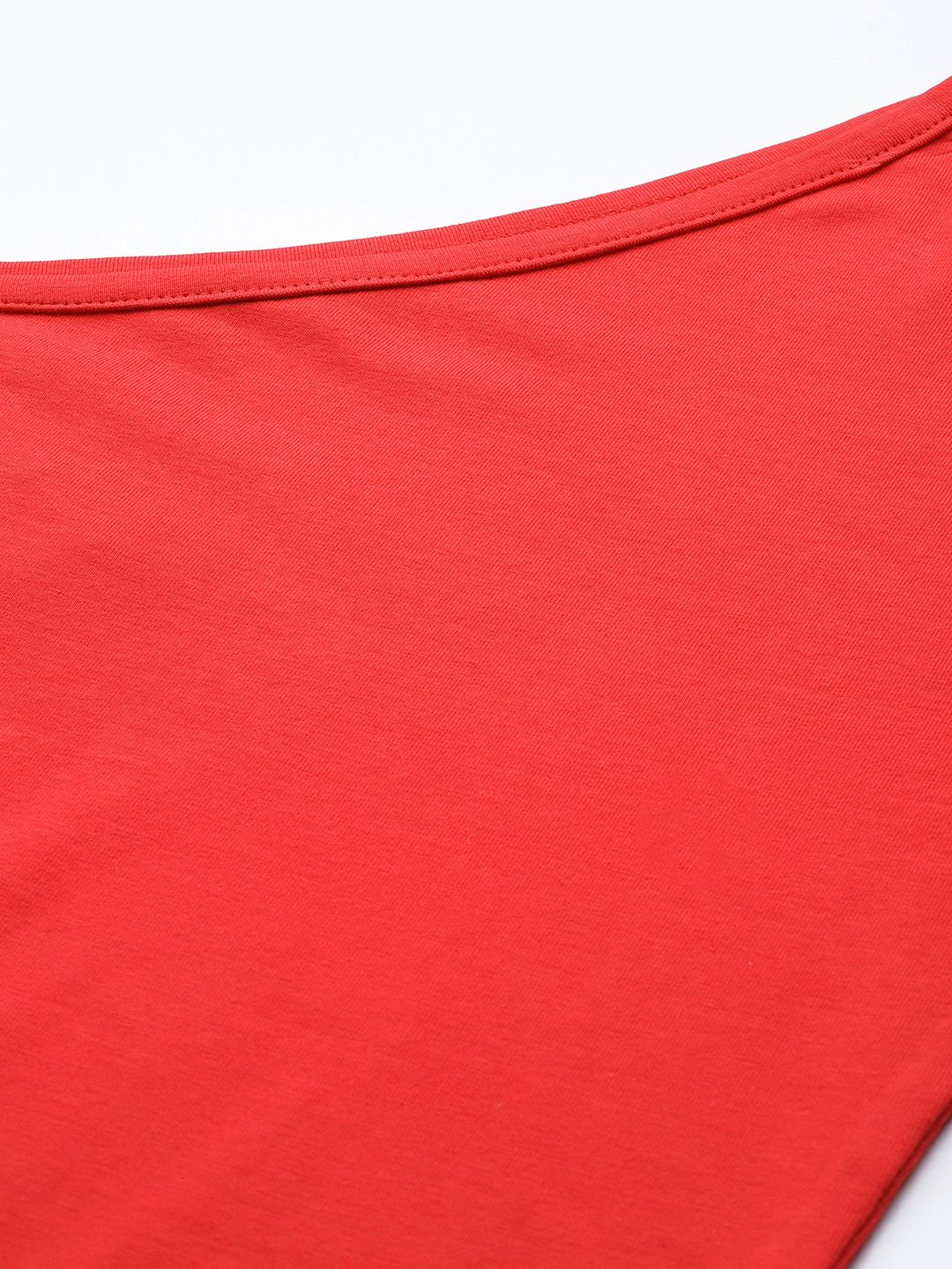 SASSAFRAS Women Red Solid One Shoulder Sheath Midi Dress - Image 2