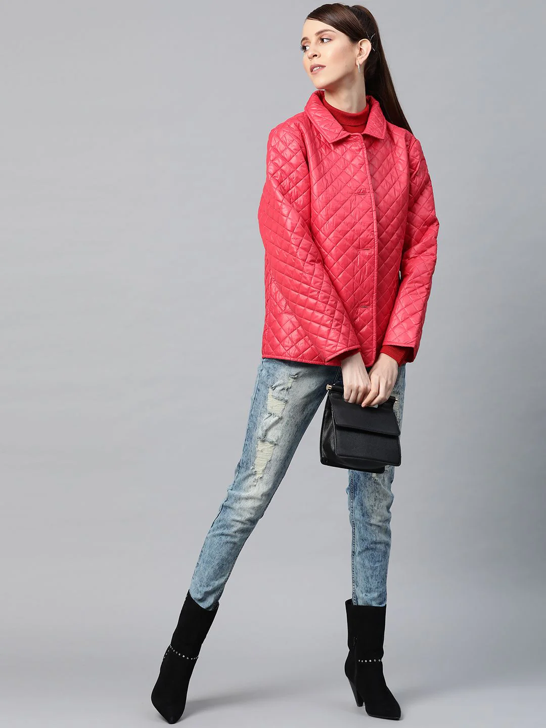 SASSAFRAS Women Red Solid Quilted Jacket - Image 4