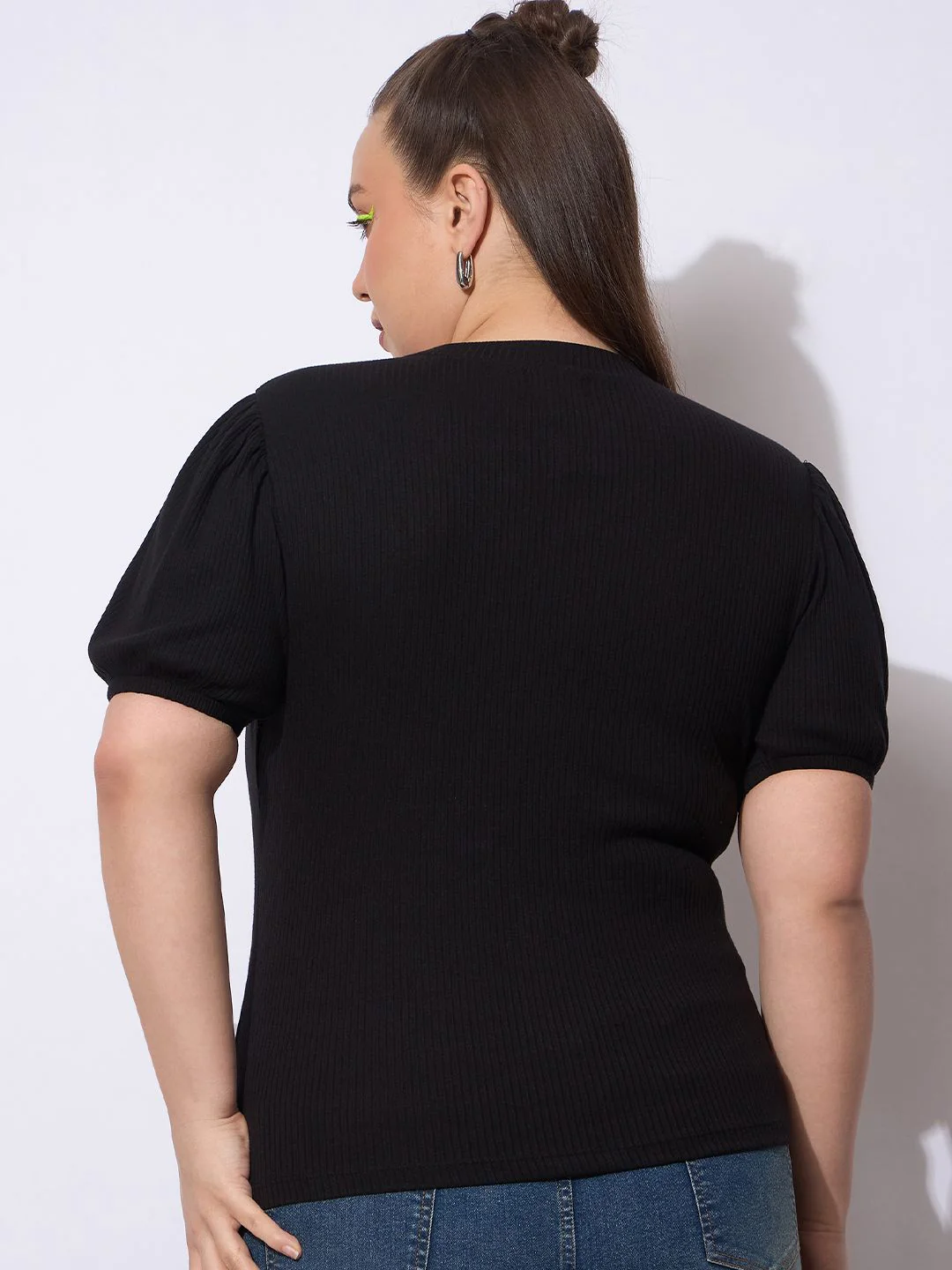 SASSAFRAS Women Round Neck Puff Sleeve Top - Image 5