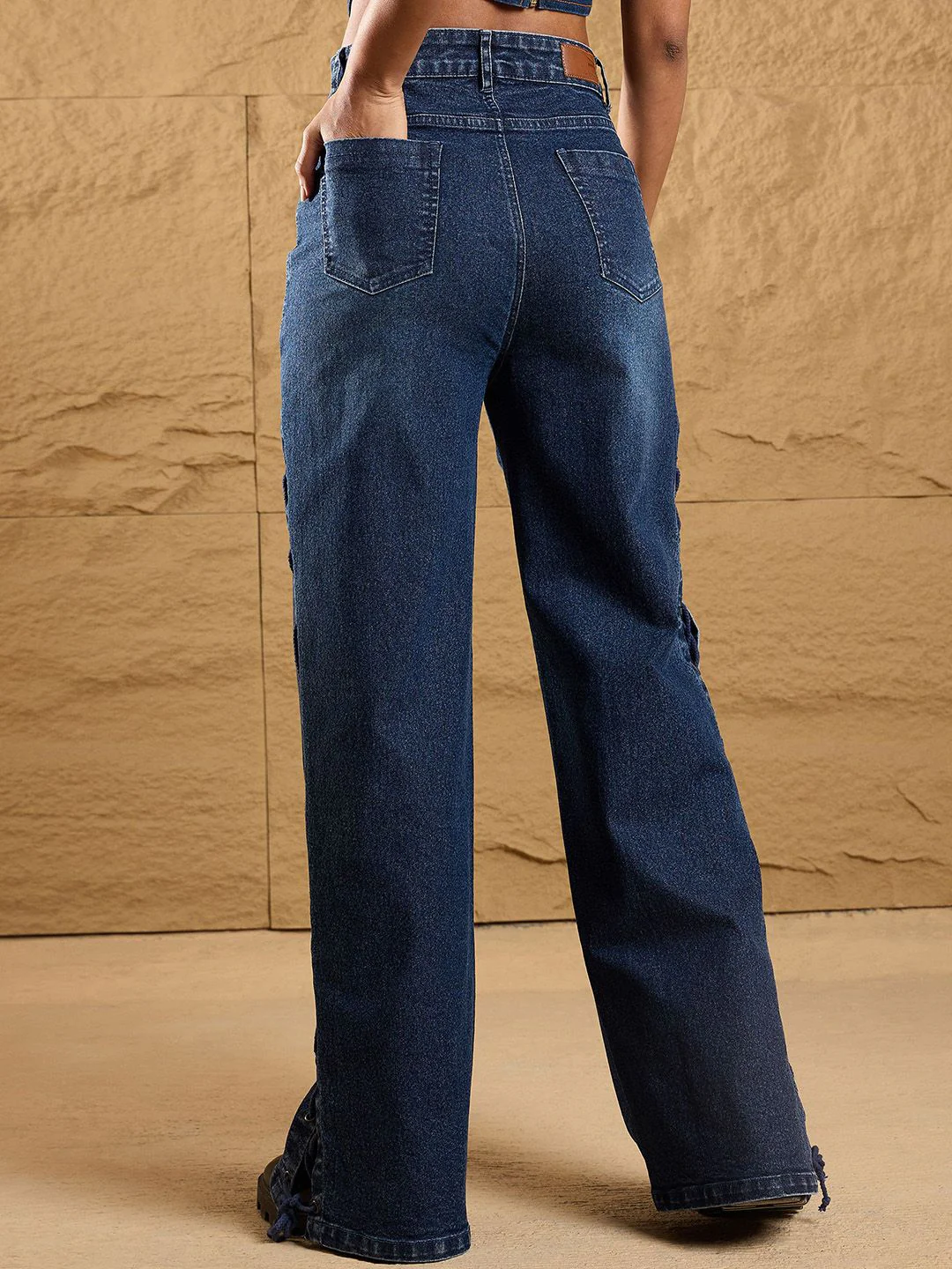 SASSAFRAS Women Straight Fit High-Rise Low Distress Stretchable Jeans - Image 3