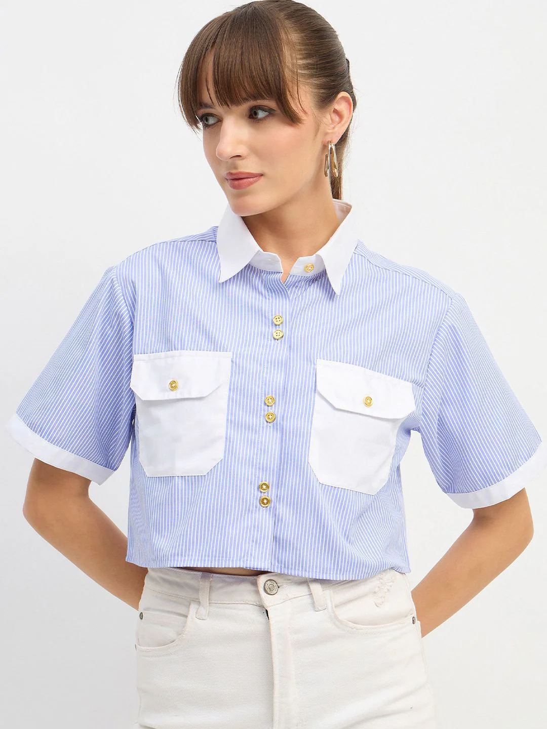 SASSAFRAS Women Striped Casual Shirt - Image 2