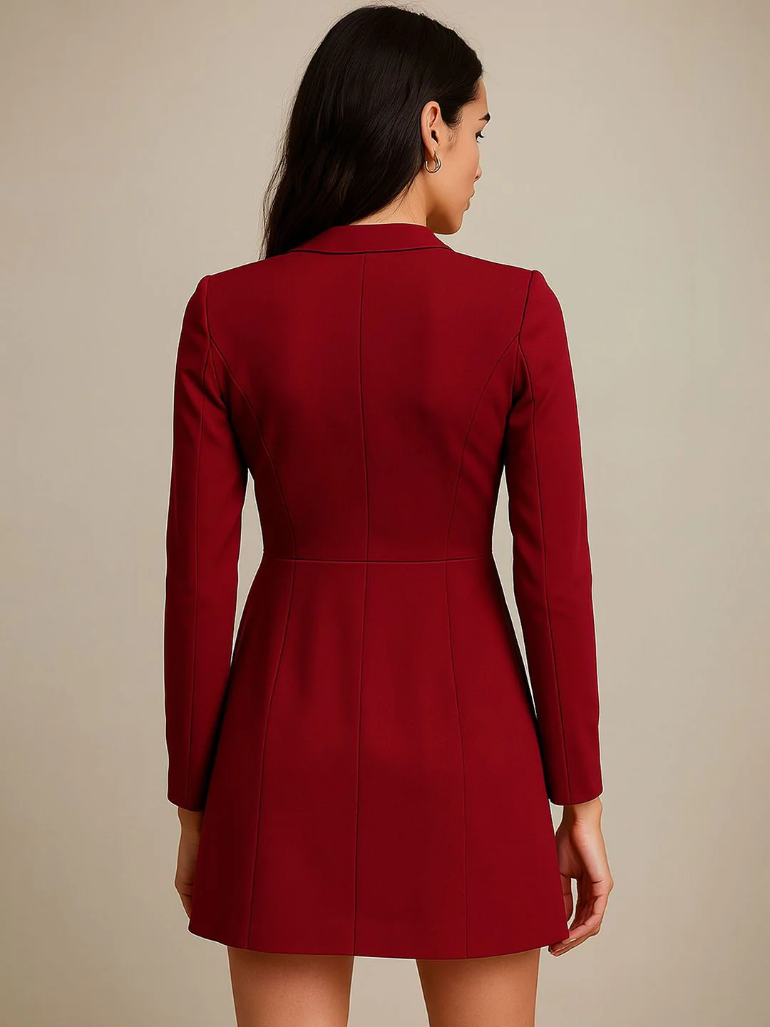 SASSAFRAS Women V-Neck Mini Blazer Dresses - Image 5