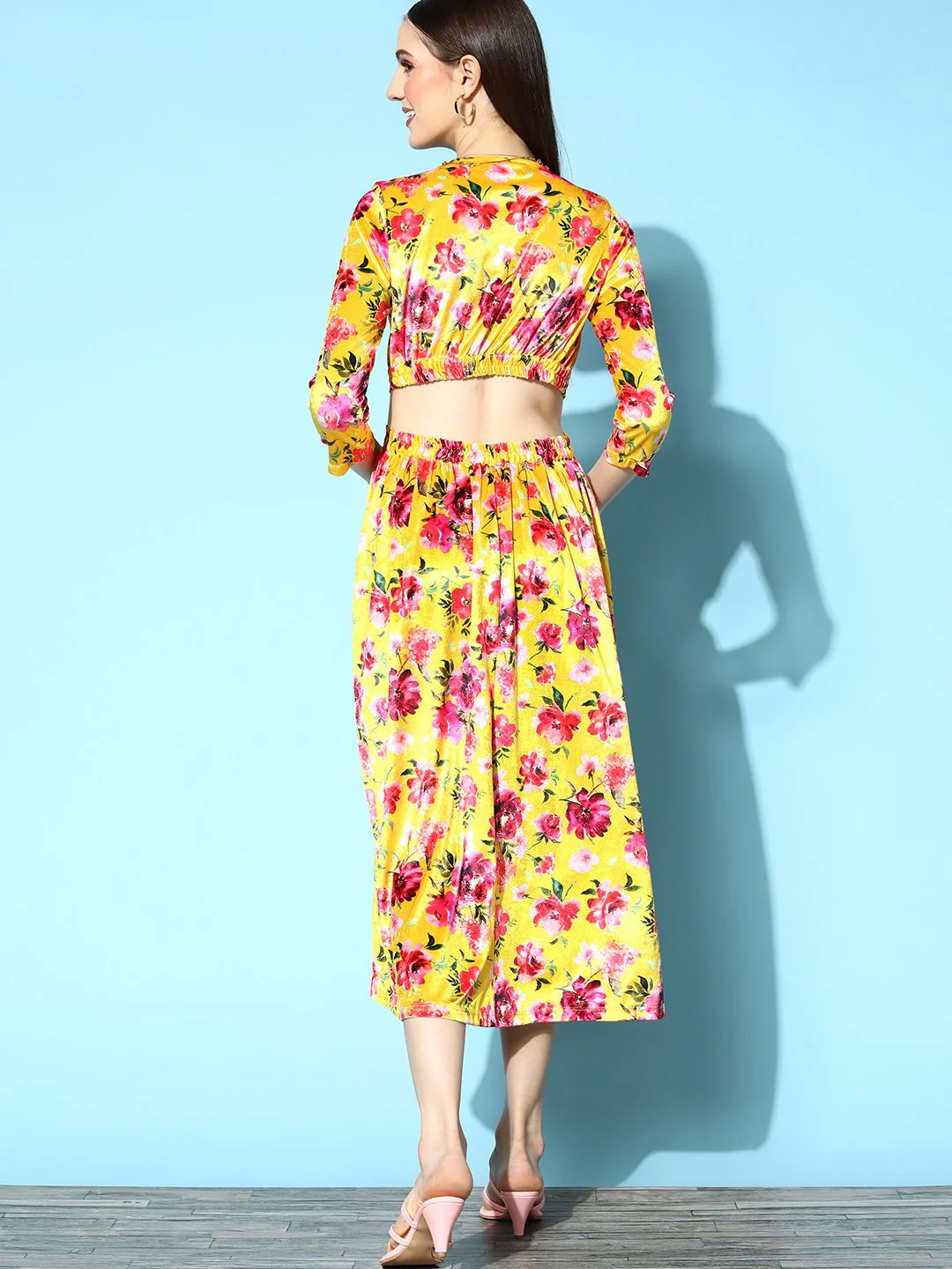 SASSAFRAS Women Yellow Floral Cut It Off Dress - Image 5