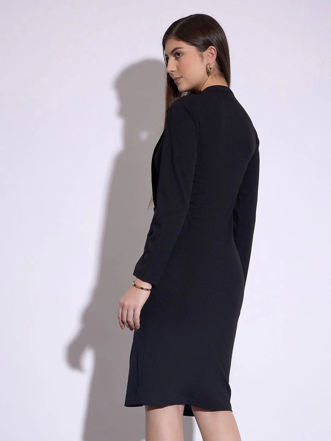 SASSAFRAS worklyf Round Neck Long Sleeves Button Detail Sheath Dress - Image 3
