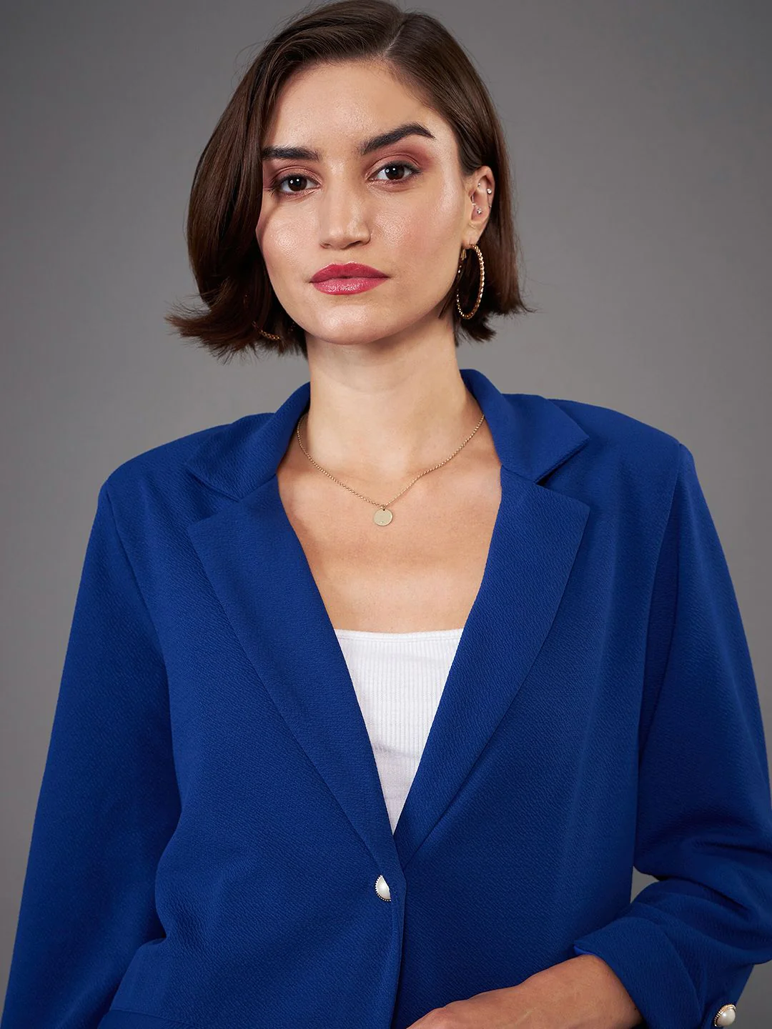 SASSAFRAS worklyf Royal Blue Front Button Blazer With Trousers - Image 2