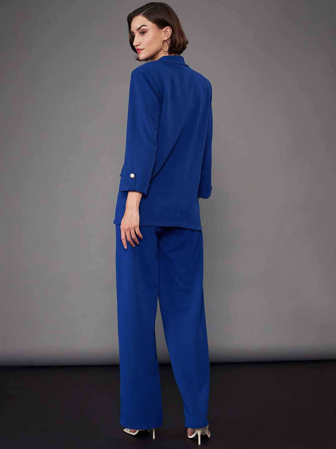 SASSAFRAS worklyf Royal Blue Front Button Blazer With Trousers - Image 4